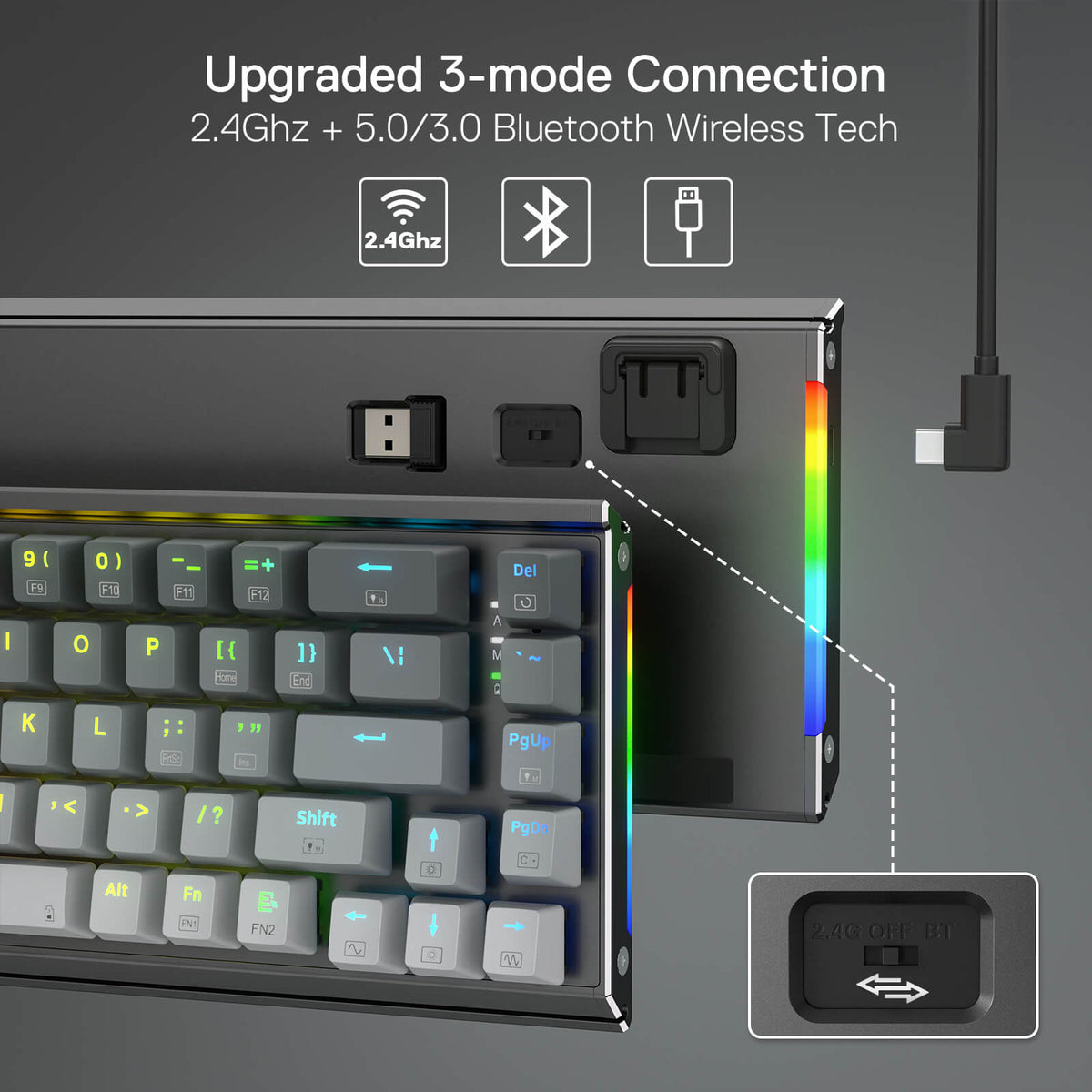 SHACO K641 PRO Wireless Aluminum Keyboard, image 7 of 22 - enlarged view