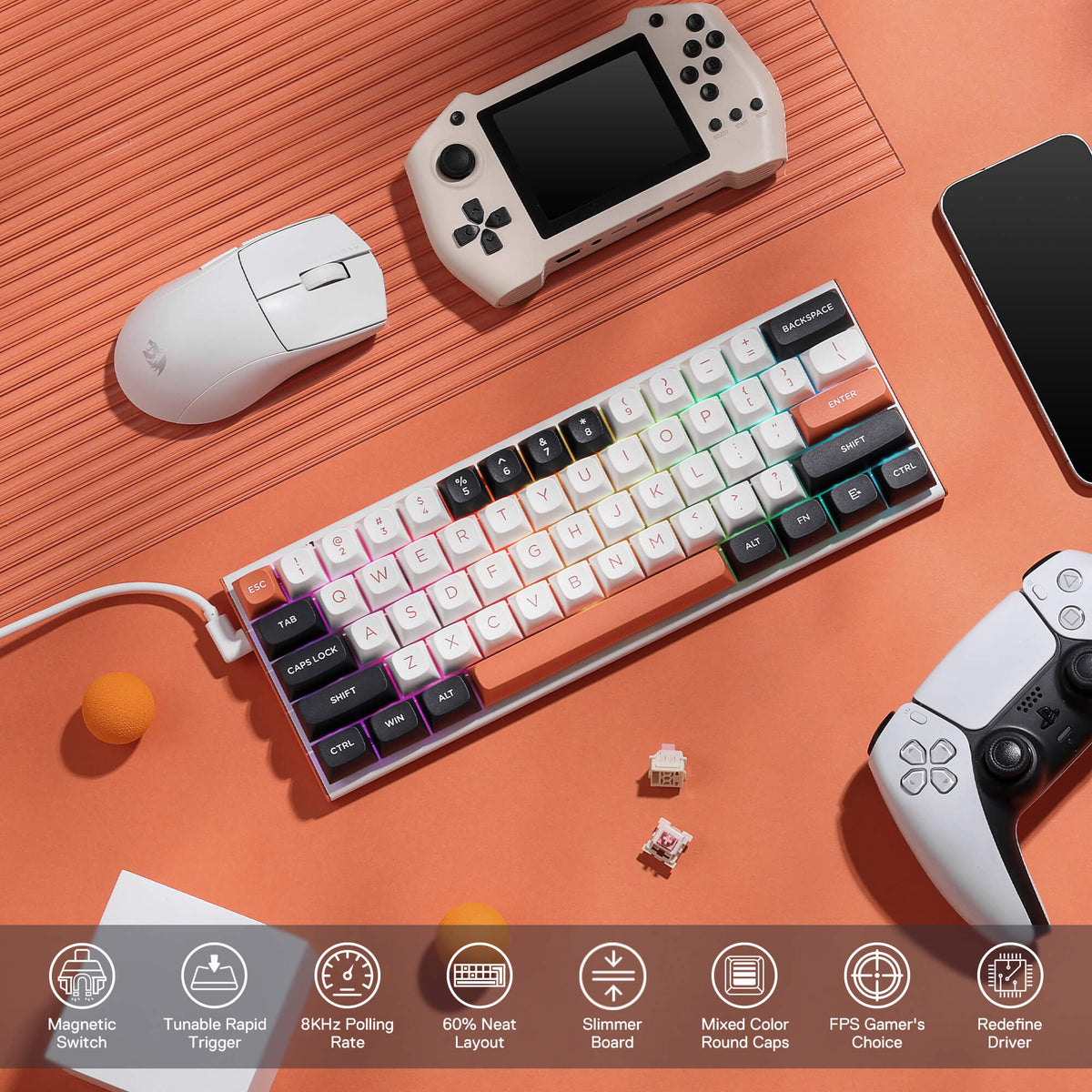 FIDD K683 (M61) (Magnetic Hall Effect Keyboard), image 3 of 16 - enlarged view