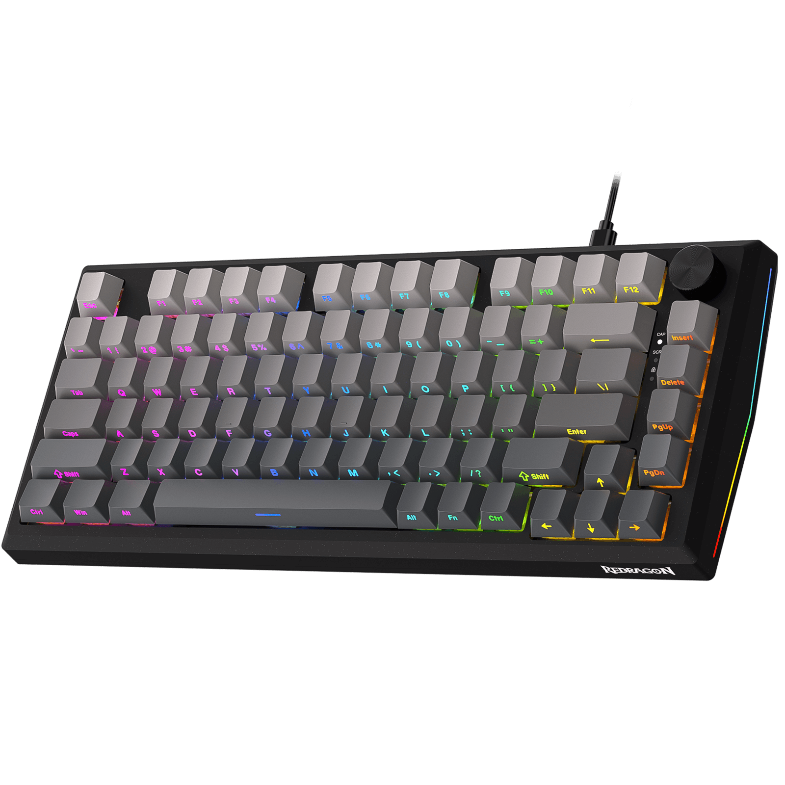 Redragon K687 HE Wired Gasket Gaming Keyboard, 81 Keys Rapid Trigger Mechanical Keyboard w/Dedicated Hall Effect Magnetic Switch, CNC Aluminum Board, Easy-Control Knob, 5-Layer Noise Dampening