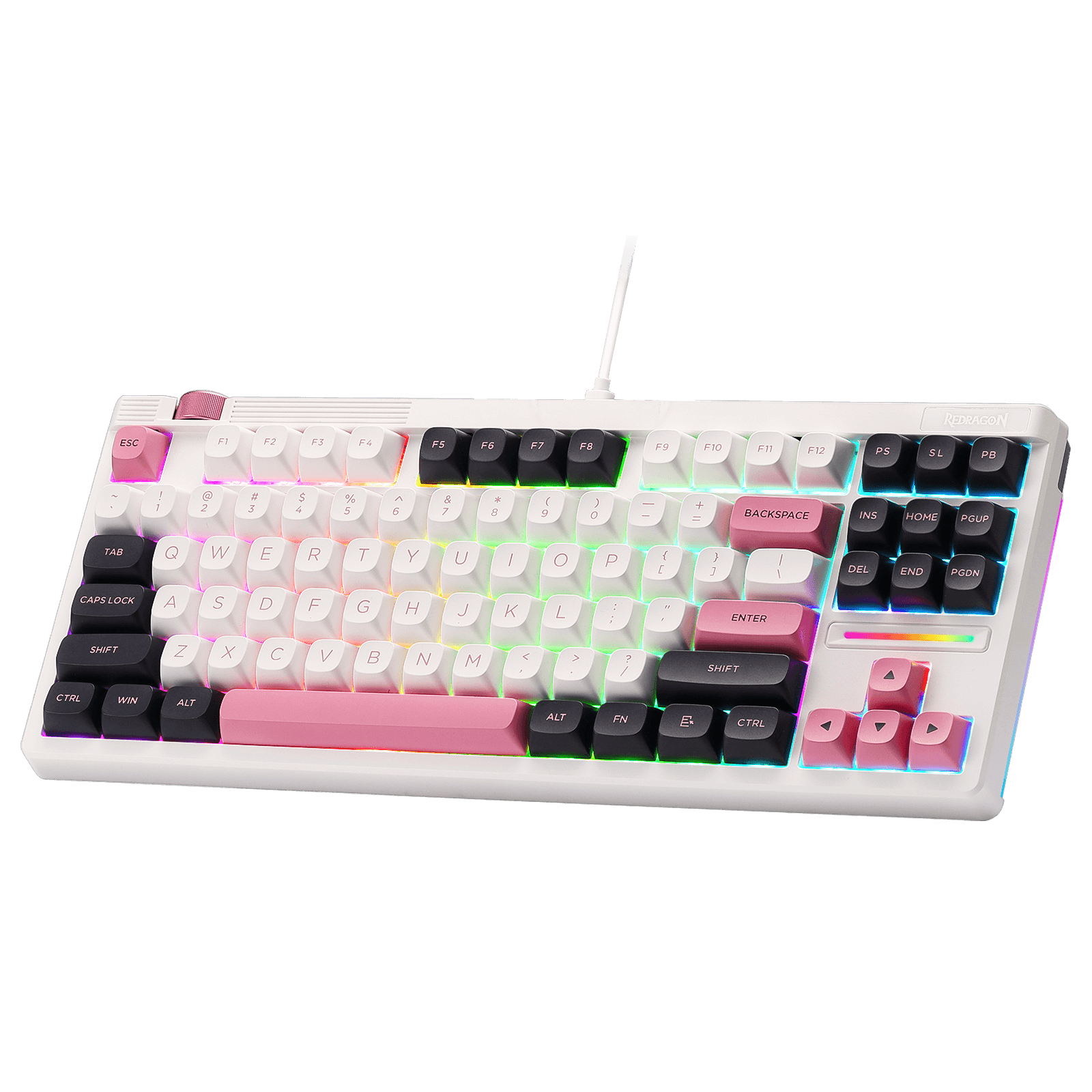 Redragon K729 80% Wired Gasket RGB Gaming Keyboard, 87 Keys TKL Mechanical Keyboard w/Knob Control, Mix-Color PBT Keycaps, Hot-Swap South-Facing Socket & 5-Layer Dampener, Custom Linear Switch