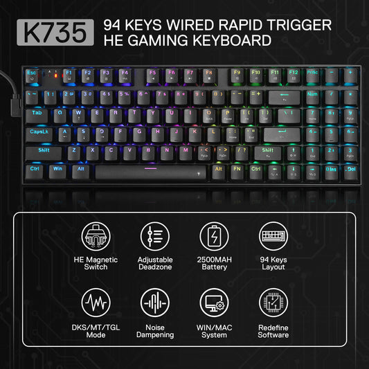 GHOSTBLADE K735 (Magnetic Hall Effect Keyboard) - alternate view