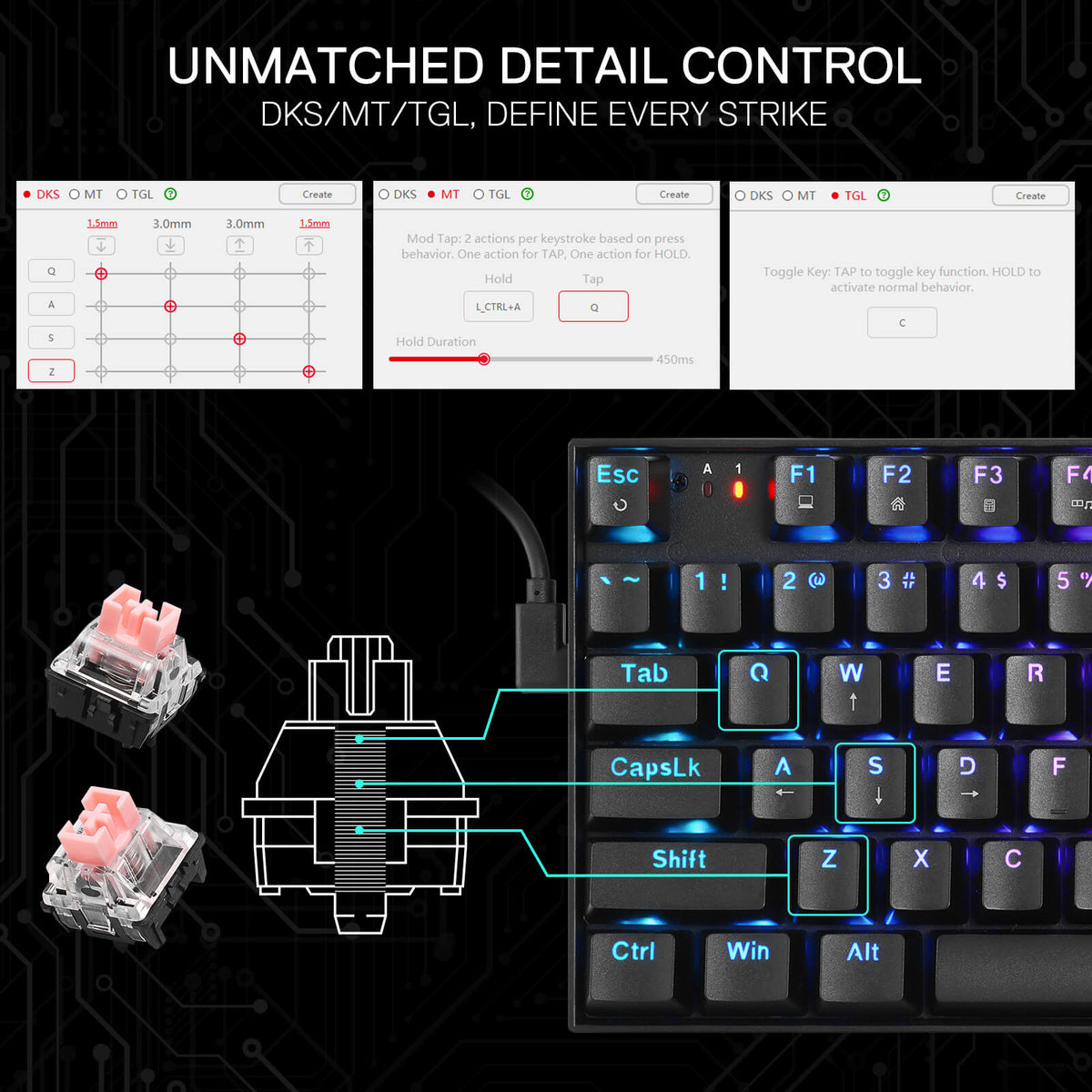 GHOSTBLADE K735 (Magnetic Hall Effect Keyboard), image 3 of 8 - enlarged view