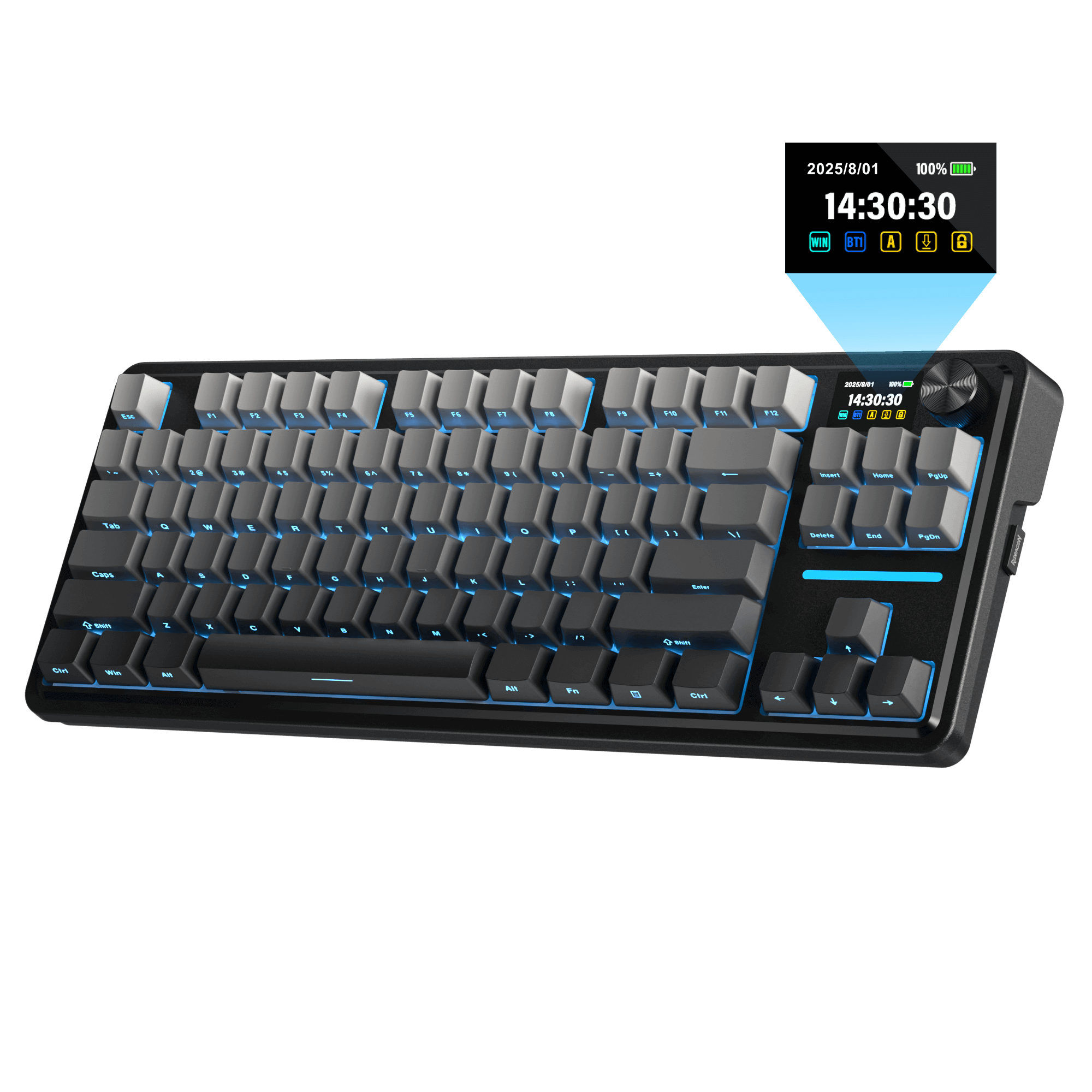 Redragon K743 PRO GB 80% Gasket RGB Gaming Keyboard w/Hype 1.14’’ TFT Screen & Knob, 84 Keys Mechanical Keyboard, 5-Layer Noise Dampening, Hot-Swap South-Facing RGB Socket, Gradient PBT Keycaps