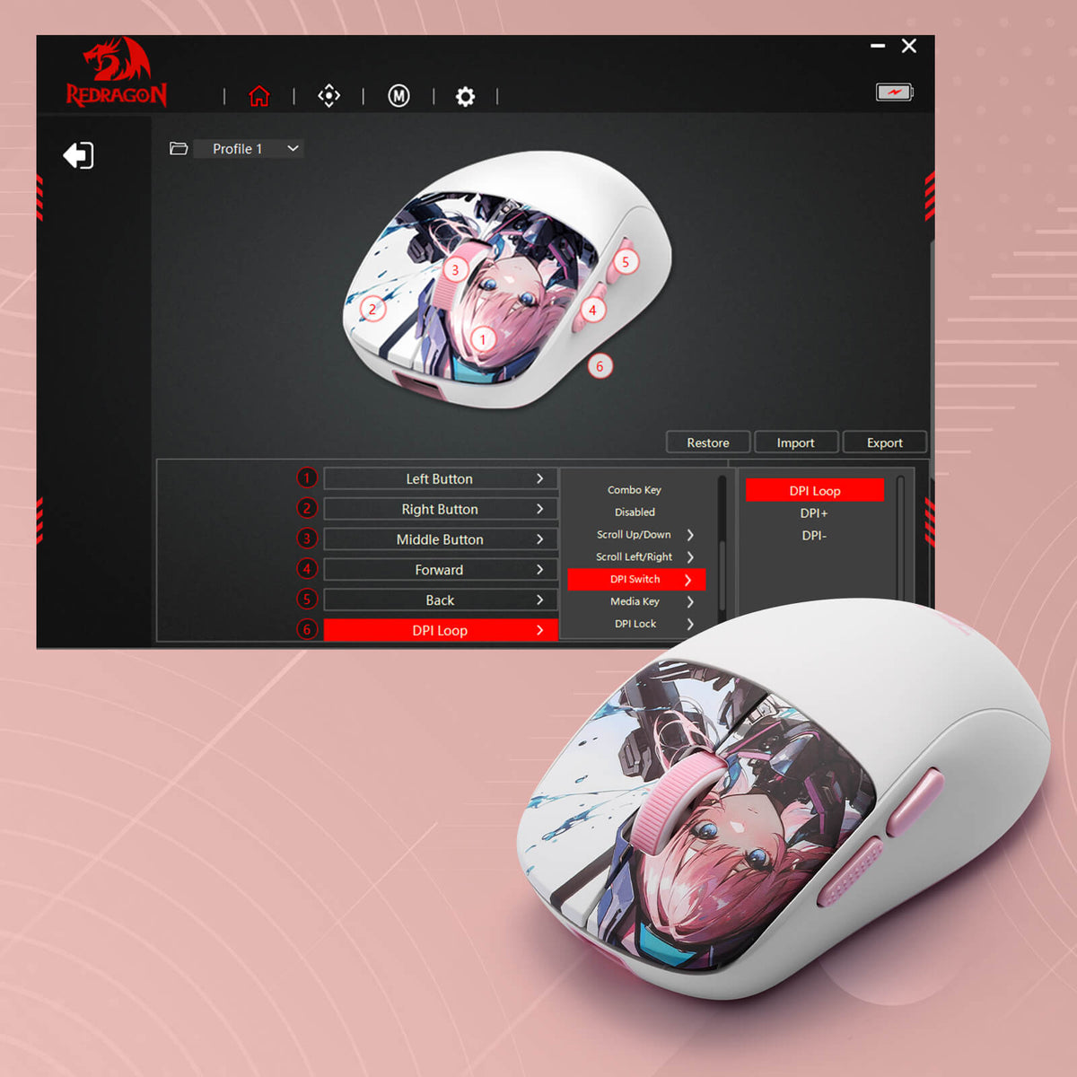 KLYAMOOR M817 PRO Anime Gaming Mouse, image 9 of 10 - enlarged view