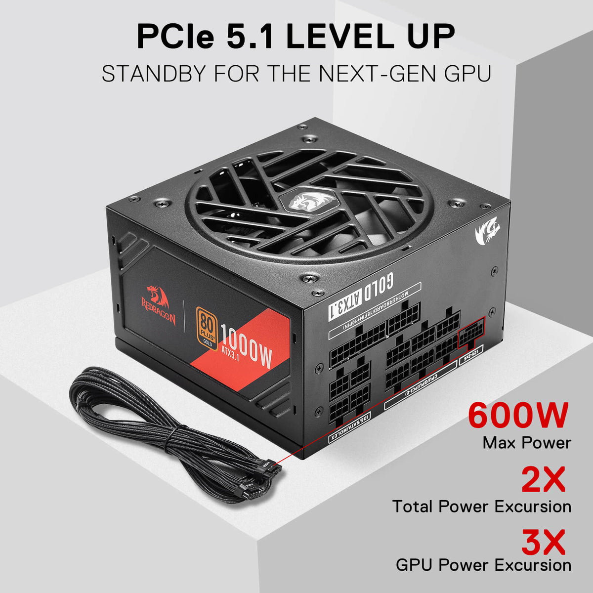 MASTER RGPS PRO 1000W 80 Plus® Gold ATX 3.1 PSU (Black & ..., image 13 of 24