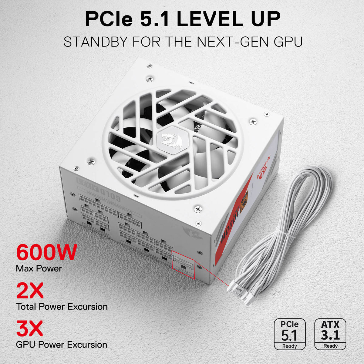 MASTER RGPS PRO 1000W 80 Plus® Gold ATX 3.1 PSU (Black & ..., image 4 of 25 - enlarged view