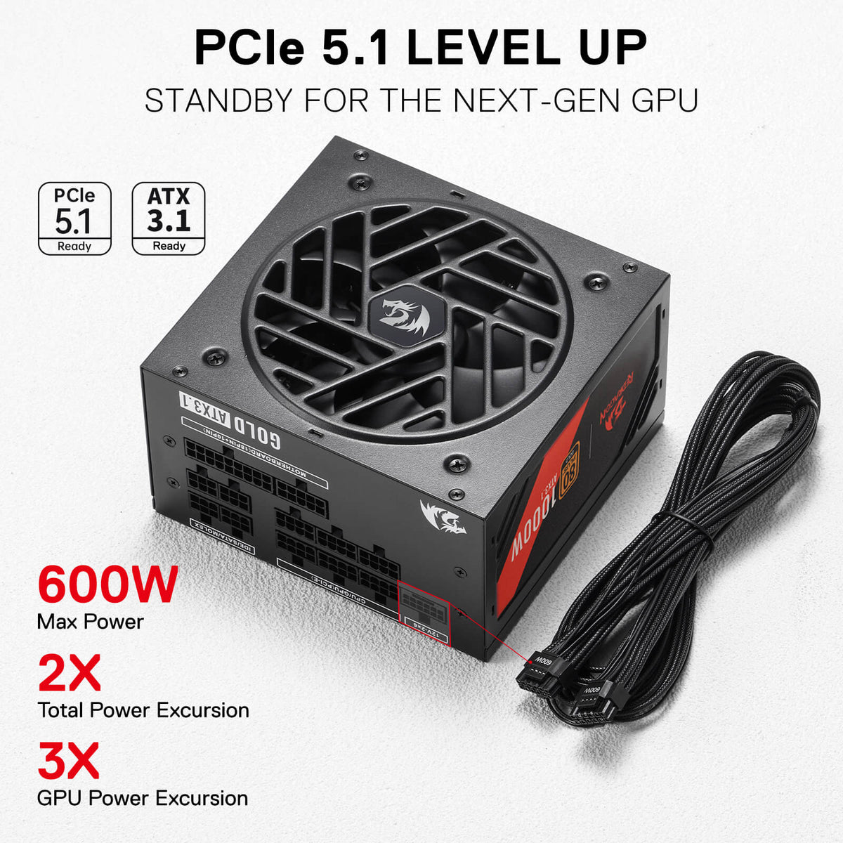 MASTER RGPS PRO 1000W 80 Plus® Gold ATX 3.1 PSU (Black & ..., image 12 of 25 - enlarged view
