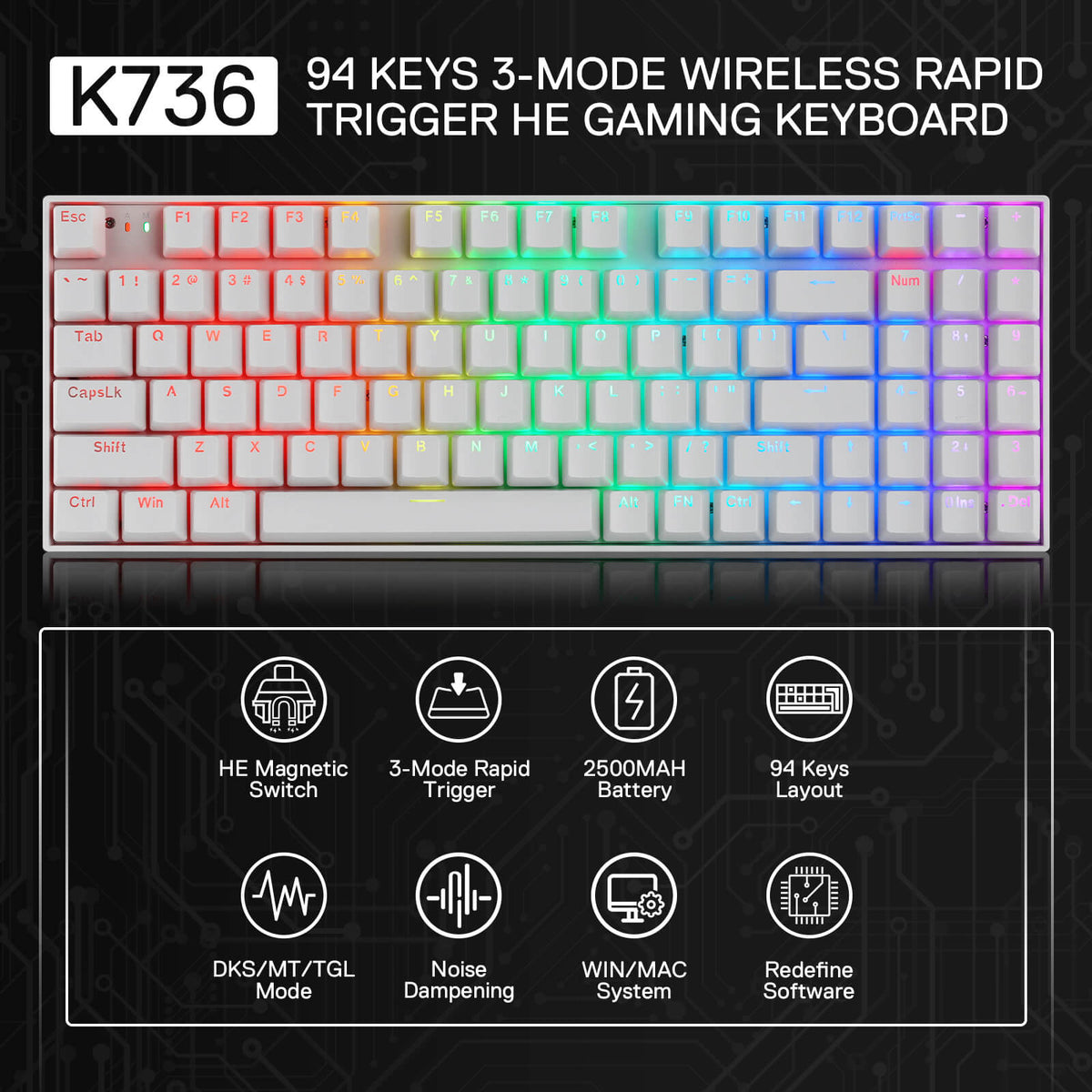 NEPHRITE K736 PRO (Magnetic Hall Effect Keyboard), image 12 of 28 - enlarged view