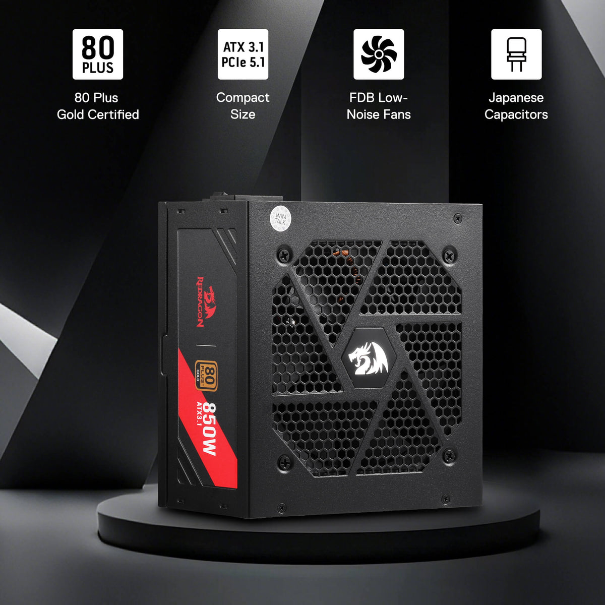 RGMS-850W PRO 80+ ATX 3.1 Gold 850 Watt Power Supply, image 11 of 15 - enlarged view