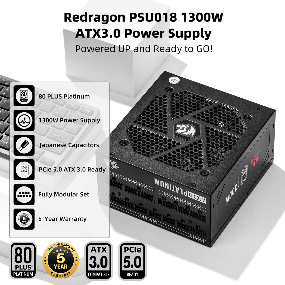 80+ Platinum 1000/1300 Watt ATX 3.0 Fully Modular Power S..., image 6 of 19 - enlarged view