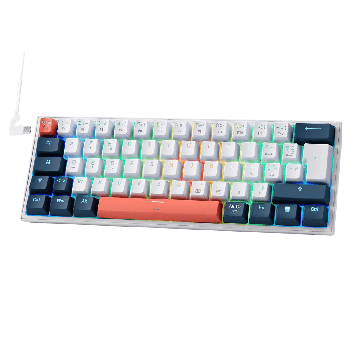 Clavier mécanique FIZZ K617 60 Blanc et Gris Petit , image 1 of 7
