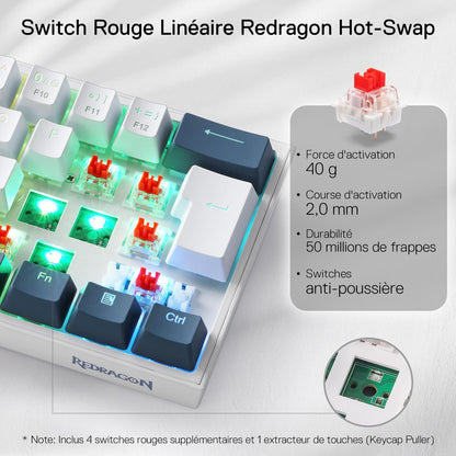 Clavier mécanique FIZZ K617 60 Blanc et Gris Petit  - thumbnail 4