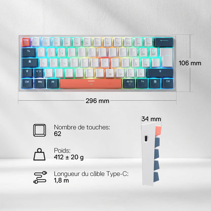 Clavier mécanique FIZZ K617 60 Blanc et Gris Petit  - thumbnail 7