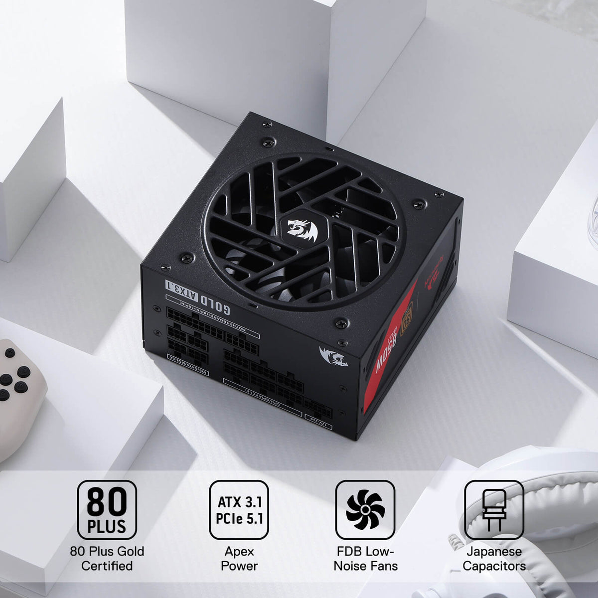 MASTER RGPS-850W 80 Plus® Gold ATX 3.1 PSU (Black & White), image 5 of 19