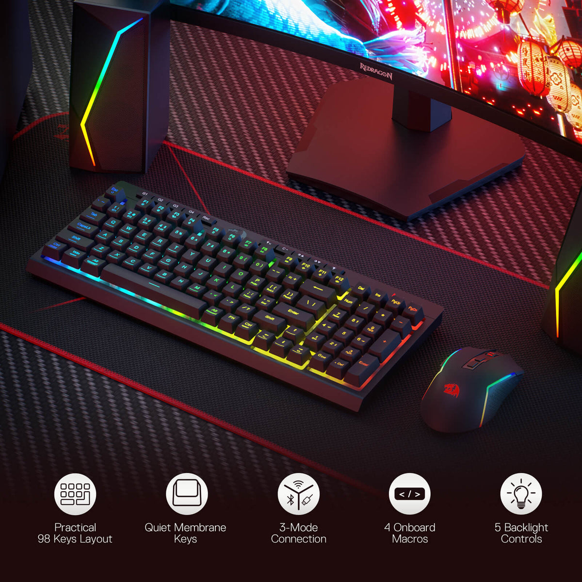 RYLO PRO S142 Membrane Gaming Keyboard & Mouse Tri-Mode C..., image 4 of 14 - enlarged view