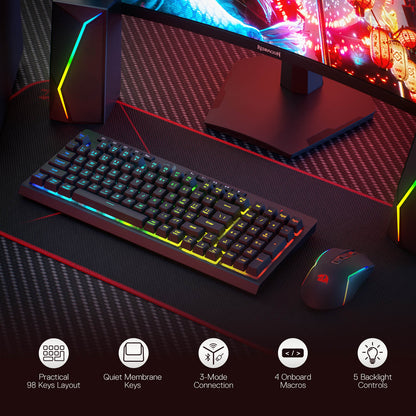 RYLO PRO S142 Membrane Gaming Keyboard & Mouse Tri-Mode Combo - thumbnail 4