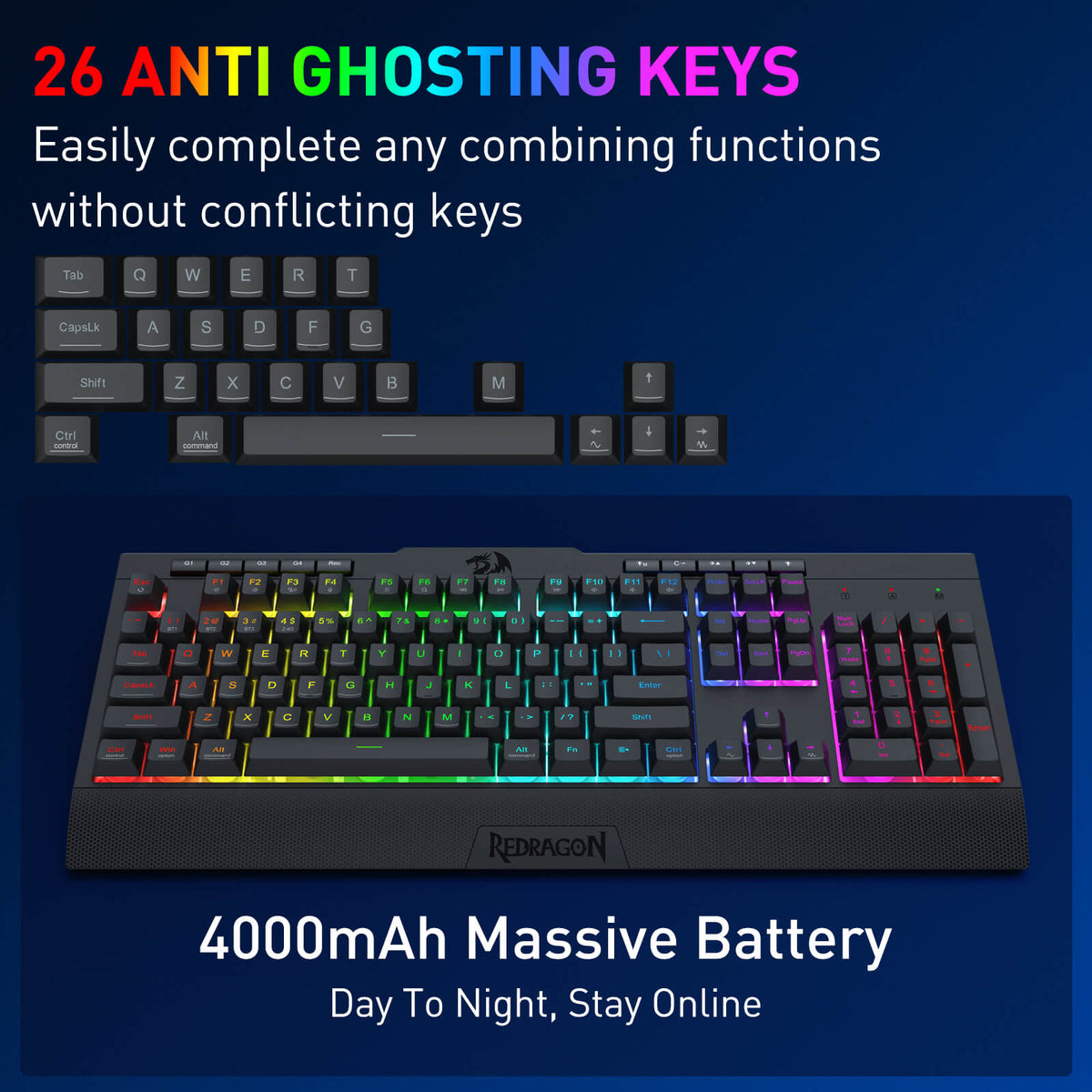 S151 PRO Membrane Gaming Keyboard & Mouse Wireless Combo, image 5 of 12