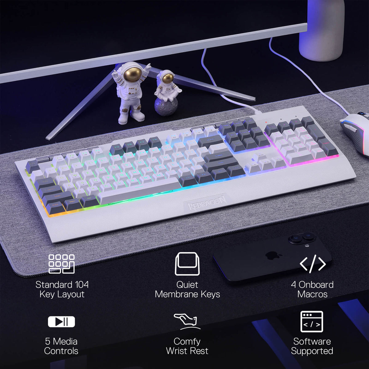 S151 Membrane Gaming Keyboard & Mouse Wired Combo, image 12 of 20 - enlarged view