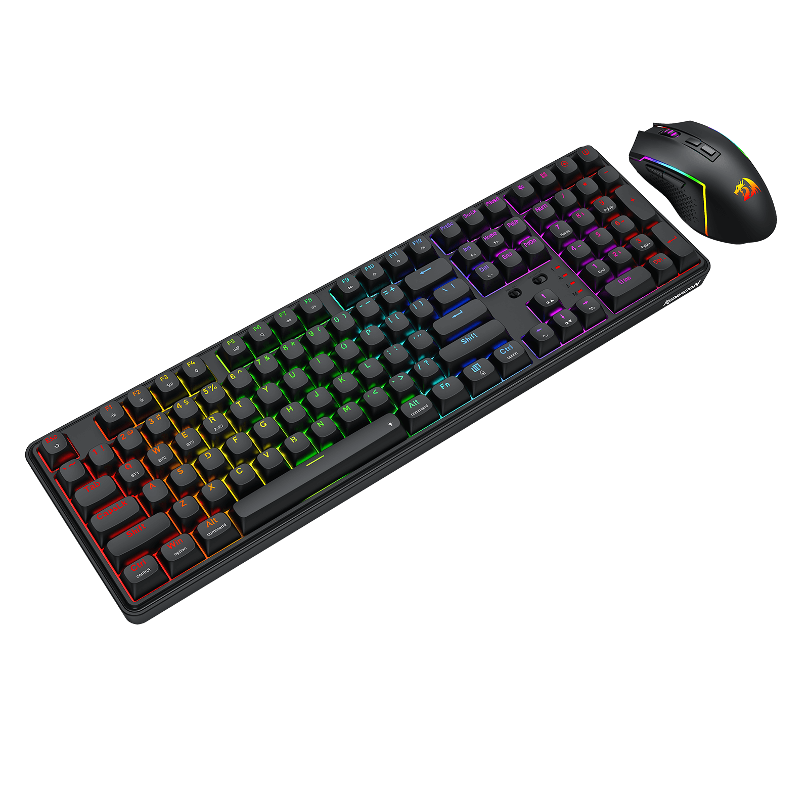 Redragon S163 3-Mode Wilreess Gaming Keyboard & Mouse Combo, 108 Keys K689 PRO RGB Gasket Keyboard and 8000 DPI M693 Gaming Mouse Bundle