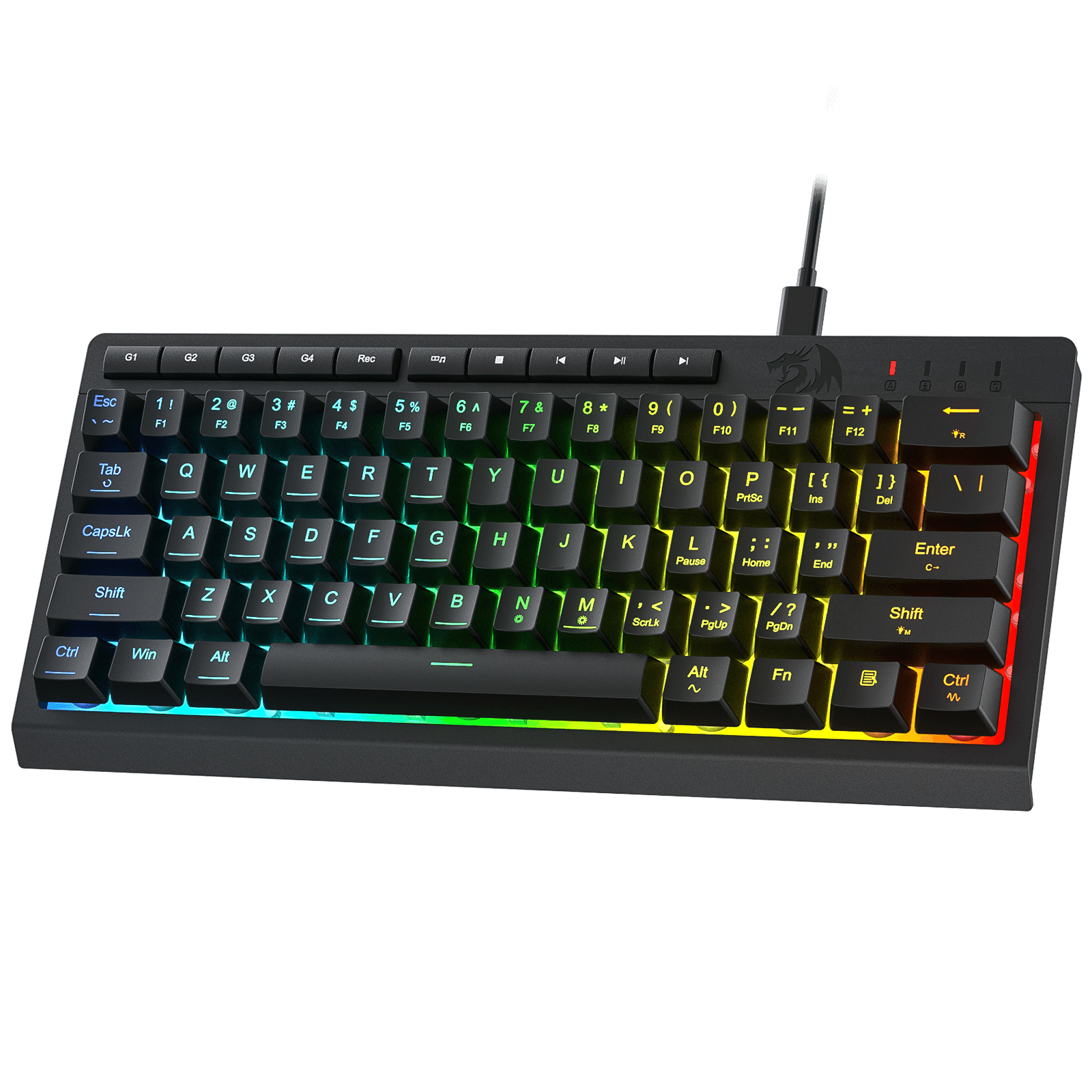 Redragon K522 60% RGB Membrane Gaming Keyboard, Compact 61 Keys Linear Mechanical-Feel Switch Keyboard w/ 4 Extra On-Board Macro Keys & Media Control Keys | show