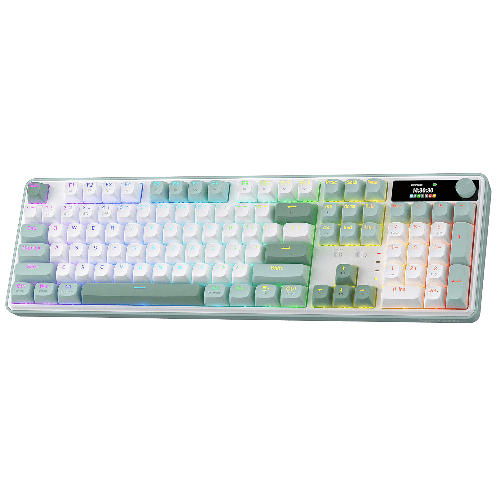 Redragon K761 Wireless Gasket Gaming Keyboard w/Hype Screen & Knob, 104 Keys Mechanical Keyboard, Easy-Control 1.14’’ TFT Info Display, 5-Layer Noise Dampening, Custom Linear Switch | show