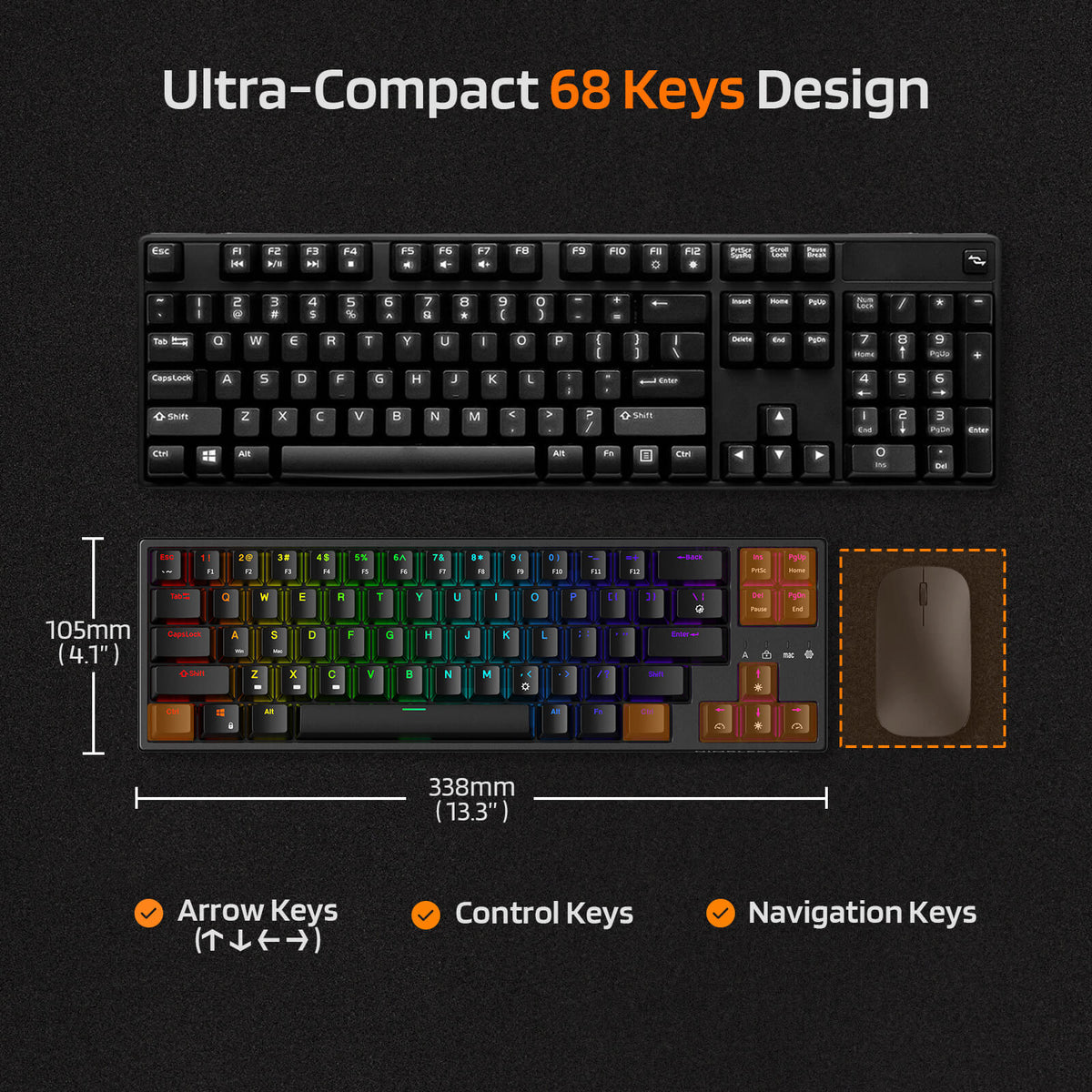 Redragon X LTC NB681 68 Keys Wired Mechanical Keyboard (S..., image 4 of 10 - enlarged view