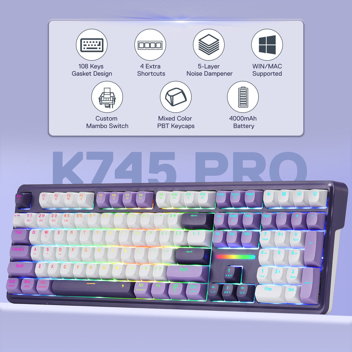 ANTONIUM K745 PRO Keyboard & AZZMACH M618 (1K HZ) Mouse C..., image 3 of 16