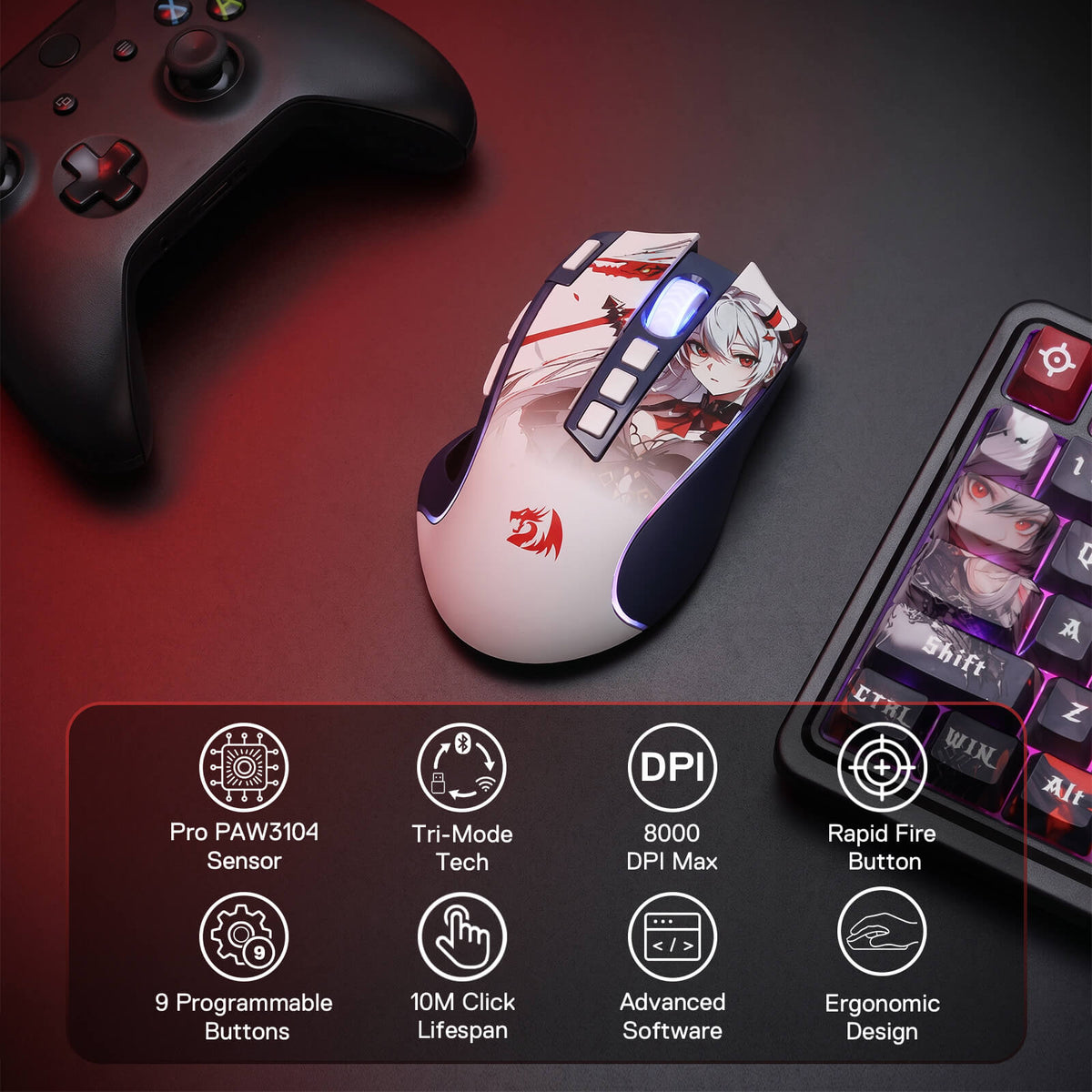 ARTEMIS K719 PRO Keyboard & PREDATOR M612 PRO Mouse Anime..., image 4 of 10