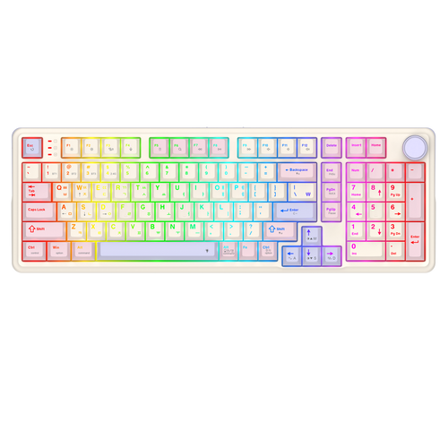 Gasket RGB 게이밍 키보드, 8000mAh 대용량 PBT 기계식 키보드 (핫스왑 소켓, 전용 노브 제어 및 5중 소음 차단 기능 탑재), 맞춤형 Yolk 리니어 스위치