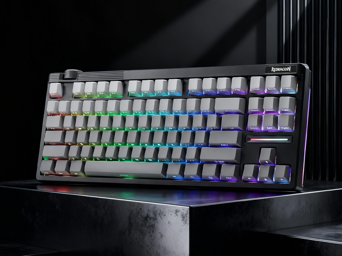 Redragon Mechanical keyboard with RGB lighting on a dark background