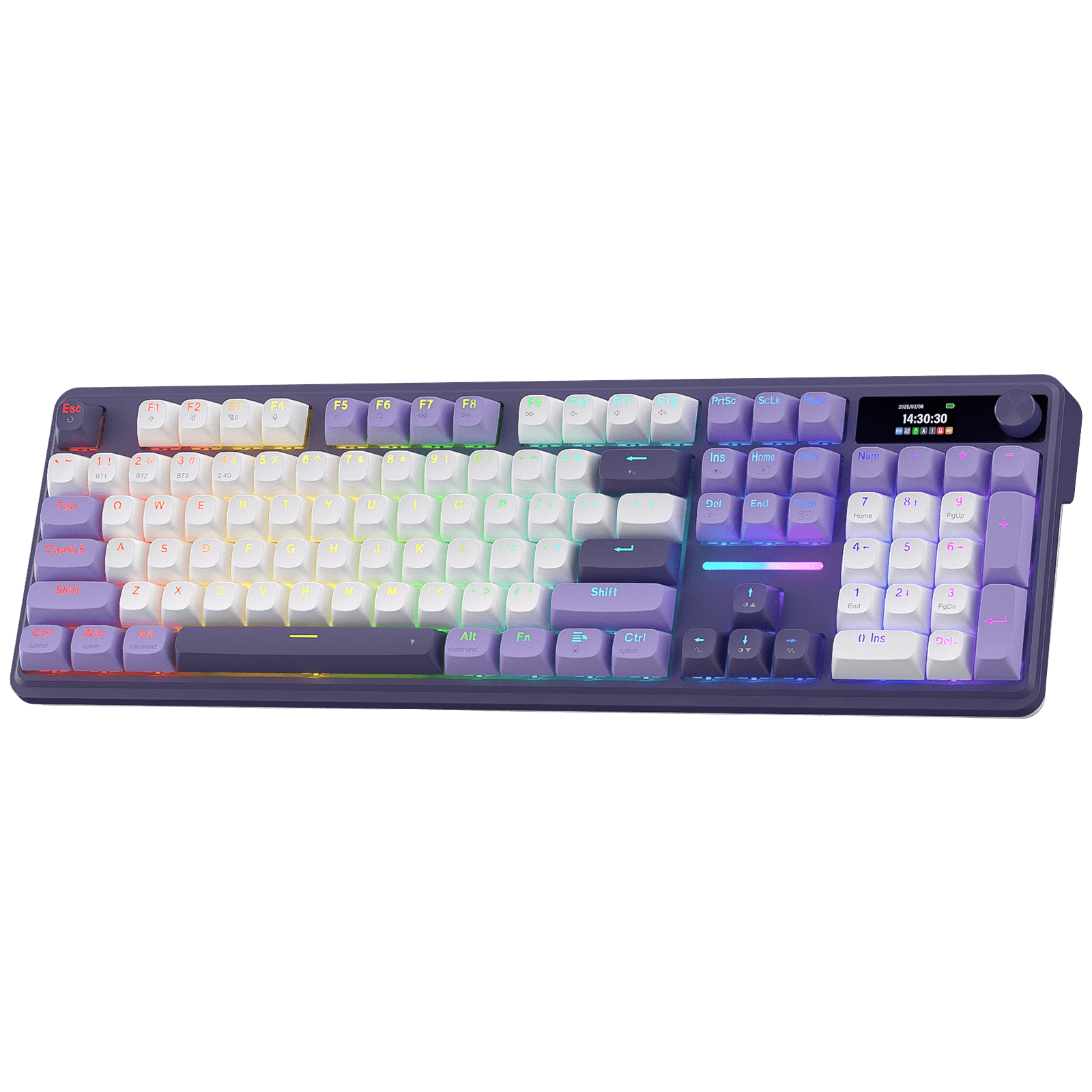Redragon K762 Wireless Gasket Gaming Keyboard w/Hype Screen & Knob, 104 Keys Mechanical Keyboard, Easy-Control 1.14’’ TFT Info Display, 5-Layer Noise Dampening, Round PBT Keycaps, Mint Mambo Switch | show
