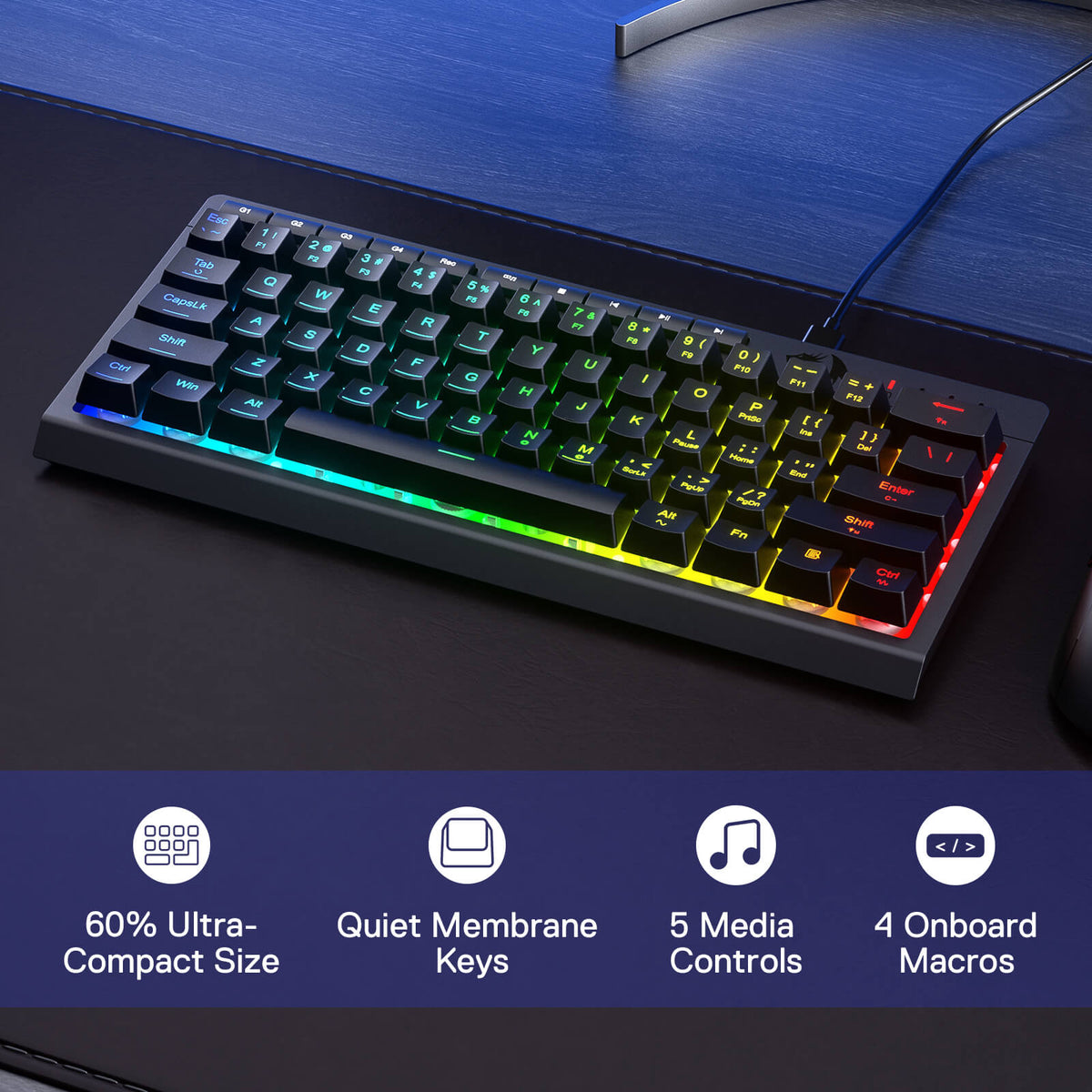SHIVA K522 Membrane Gaming Keyboard, image 3 of 17 - enlarged view