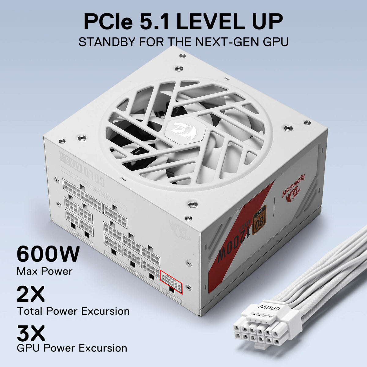 MASTER RGPS PRO 1200W 80 Plus® Gold ATX 3.1 PSU (Black & ..., image 4 of 18 - enlarged view