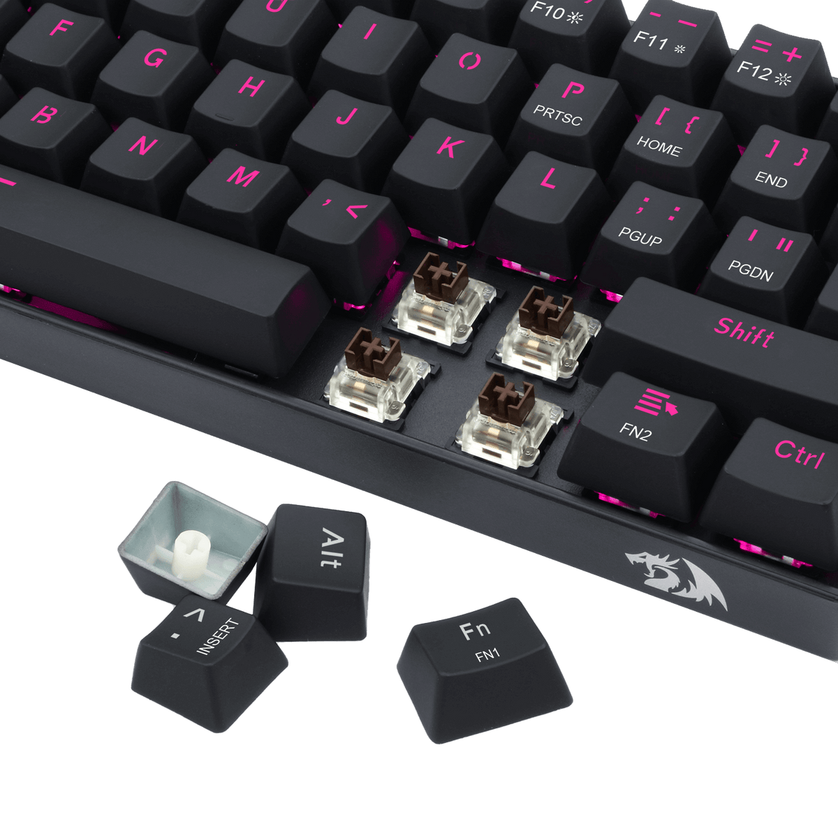 Redragon K630 60% Keyboard Pink LED Backlit, image 5 of 9