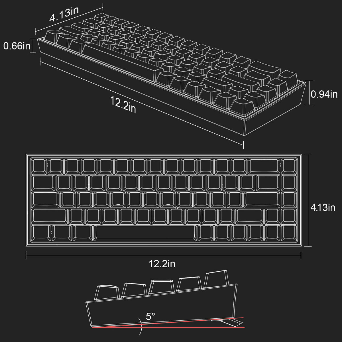 CASTOR K631 PRO 65% Wireless RGB Gaming Keyboard, image 9 of 13