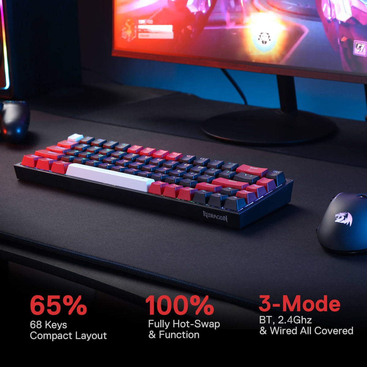 CASTOR K631 PRO 65% Wireless RGB Gaming Keyboard, image 10 of 13