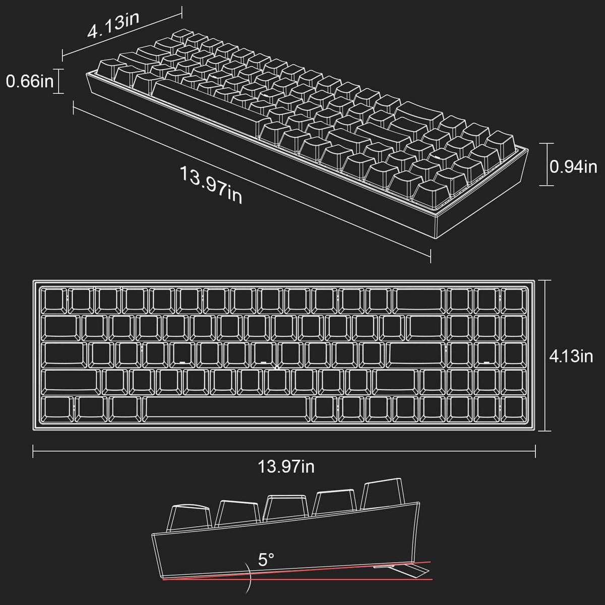 POLLUX K628 PRO 75% Wireless Gaming Keyboard, image 9 of 14