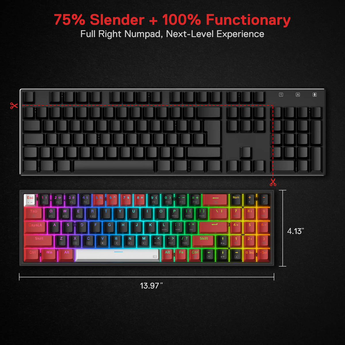 POLLUX K628 PRO 75% Wireless Gaming Keyboard, image 11 of 14