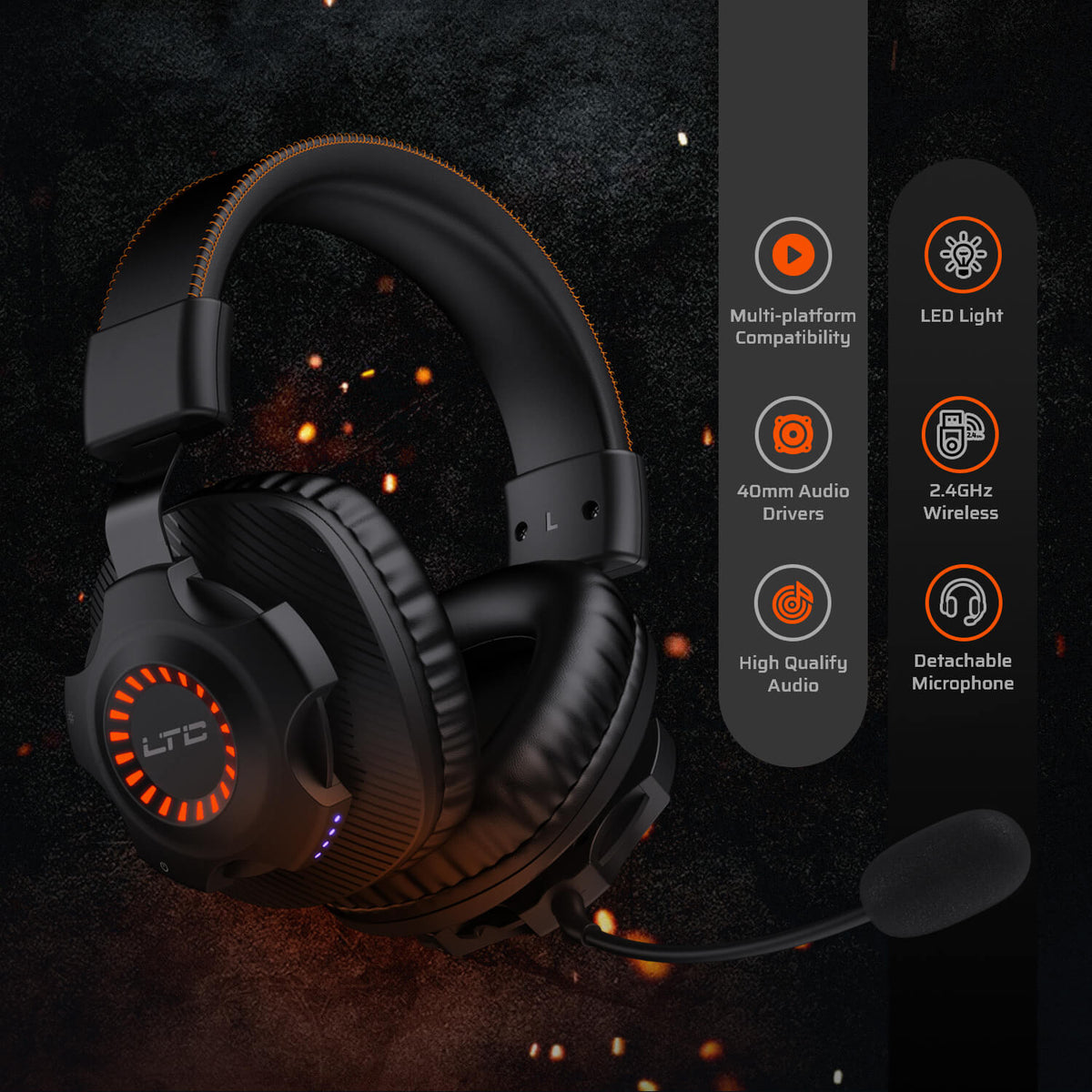 Redragon x LTC SoundSlave 2.4G Wireless/Wired Gaming Headset, image 11 of 15