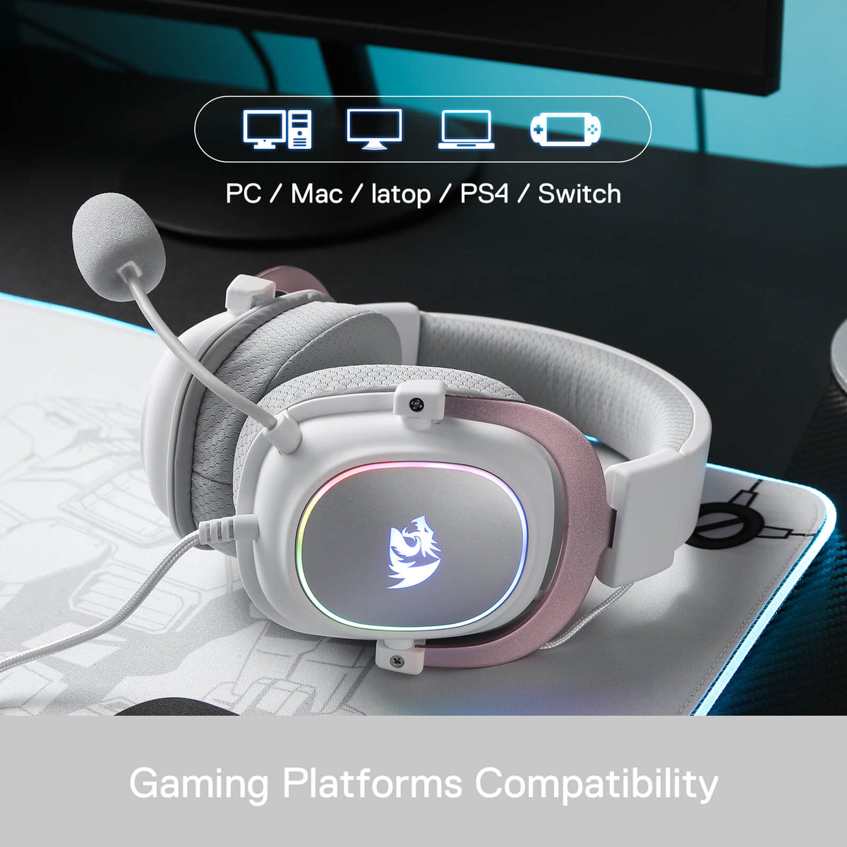 H510 ZEUS-X RGB White Wired Gaming Headset, image 15 of 16 - enlarged view