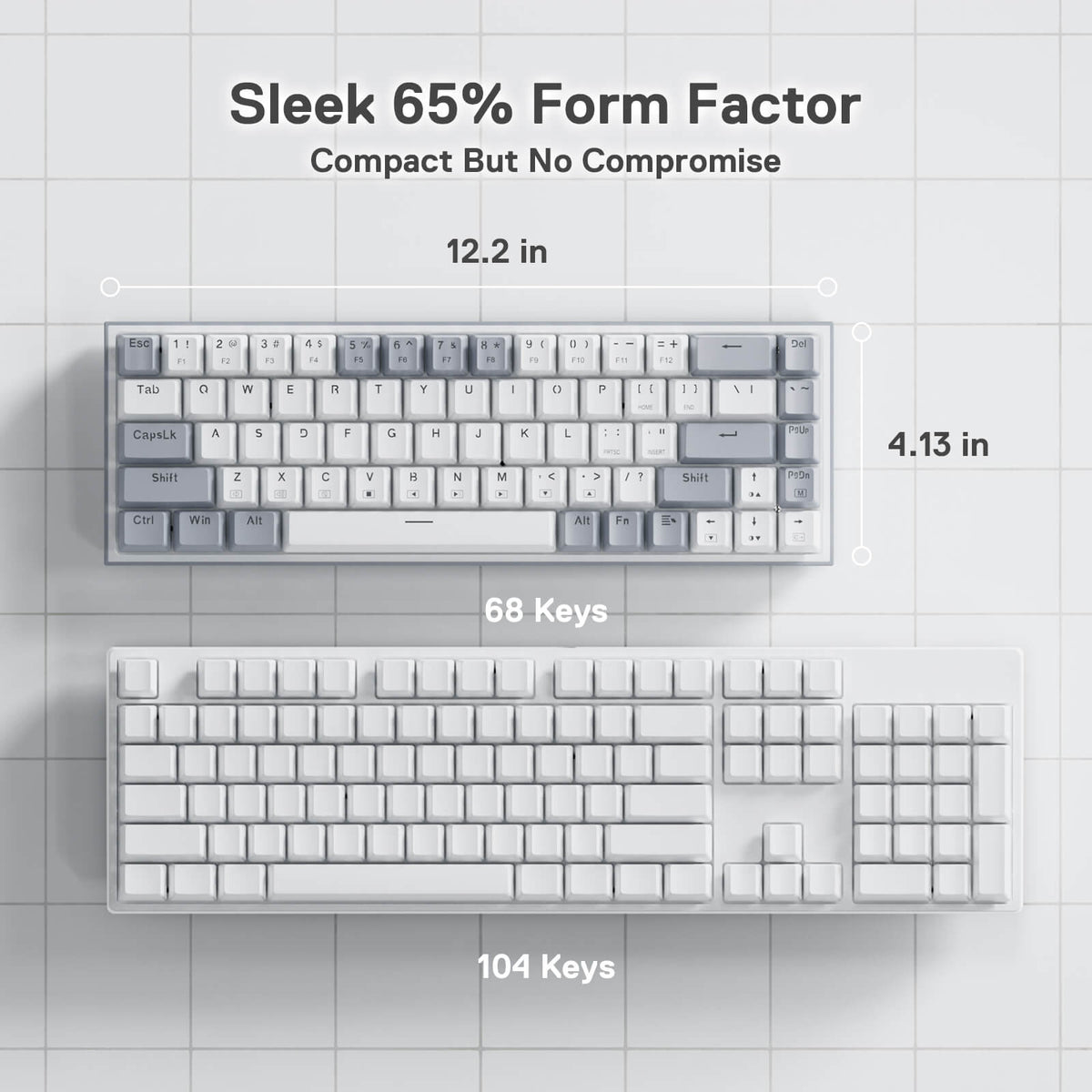 CASTOR K631 Grey 65% Wired RGB Gaming Keyboard, image 3 of 7 - enlarged view