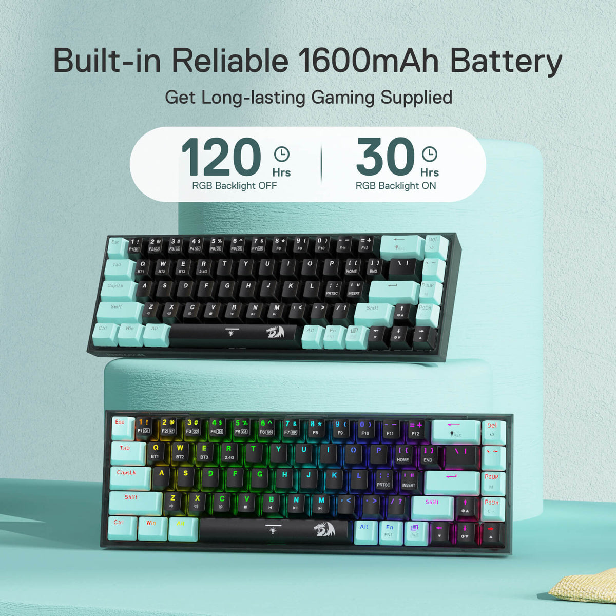 Clavier de jeu sans fil vert CASTOR K631 PRO SE , image 4 of 5
