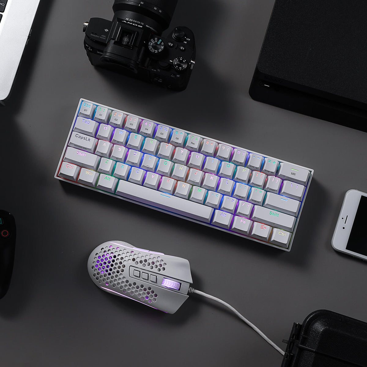 K530 PRO 60% RGB Wireless Mechanical White Keyboard (Brow..., image 3 of 6 - enlarged view