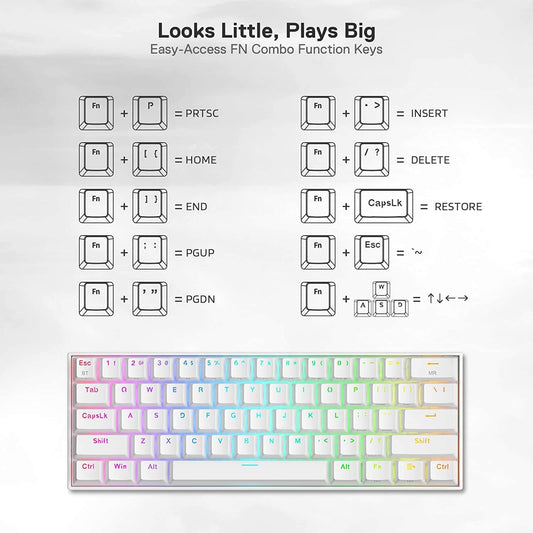 DRACONIC PRO K530 WHITE (Quiet-Red Switches) - alternate view